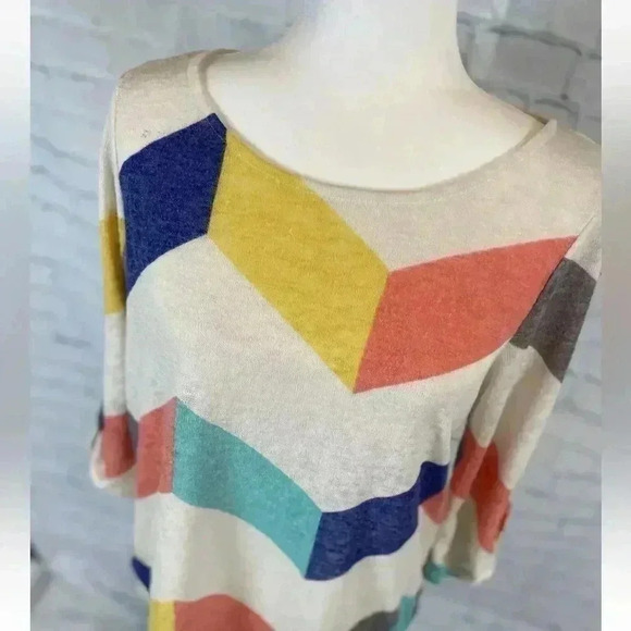 FLAMINGO URBAN Fashion Break Stripe Adjustable 3/4 Sleeve Scoop Woman’s Size M - Picture 3 of 16